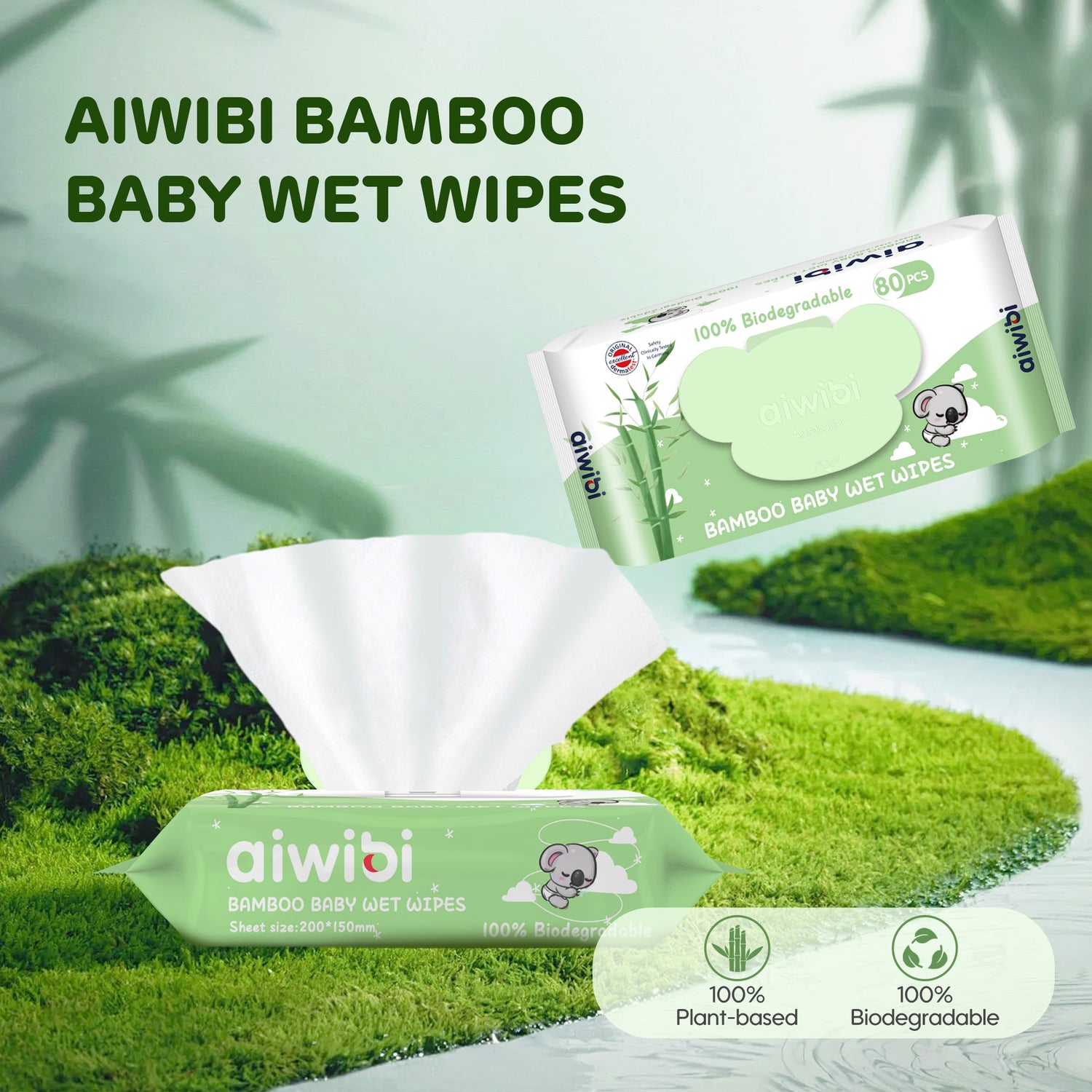 Eco-friendly 100% Bamboo Wet Wipes