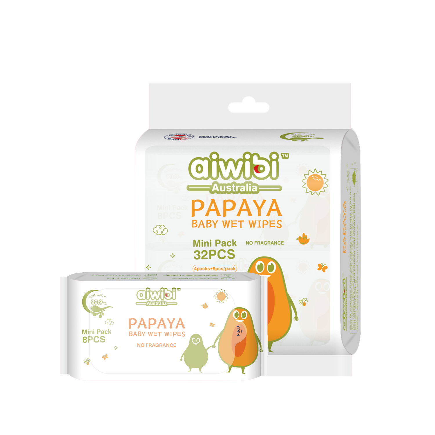 Mini Pocket Portable Papaya Wipes