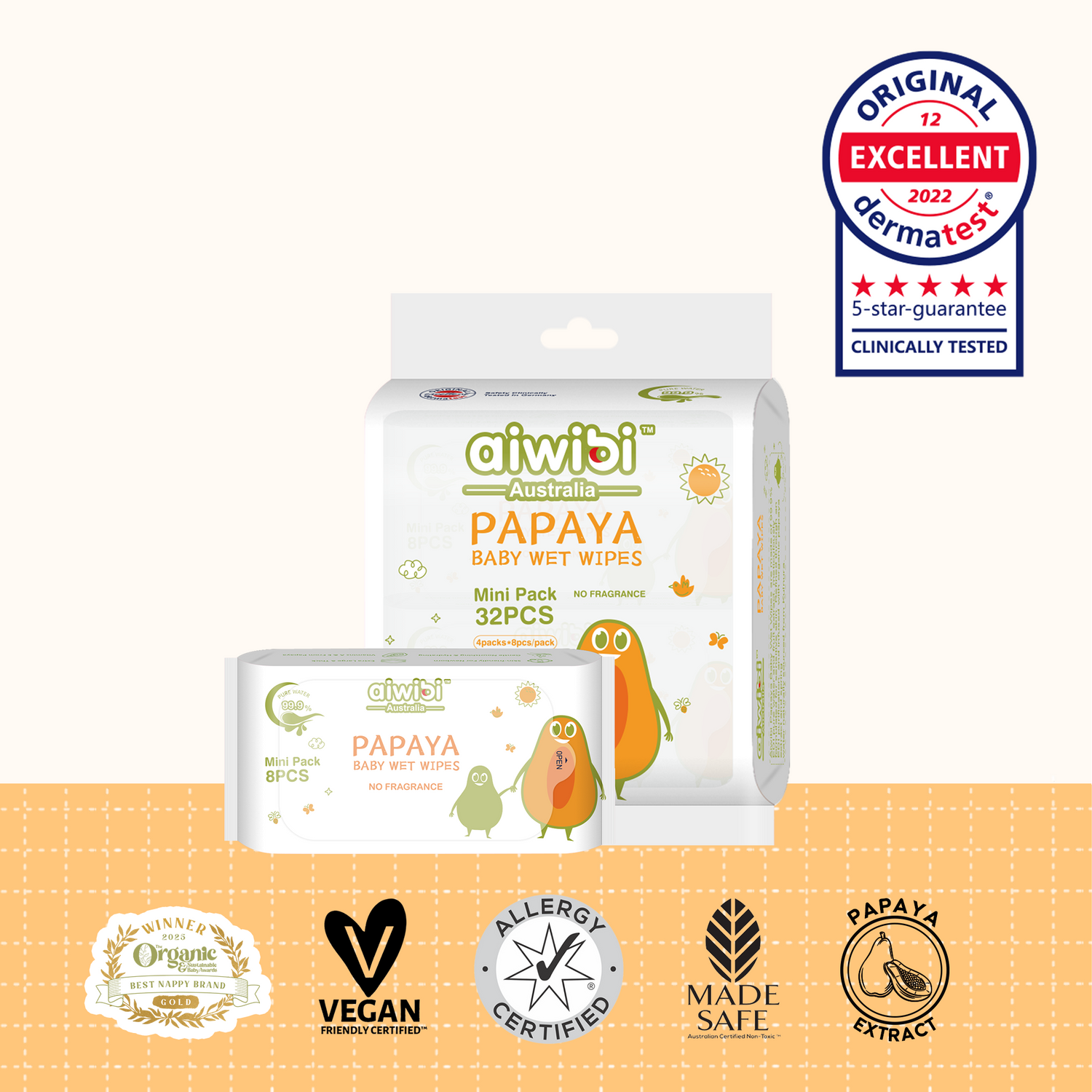 Mini Pocket Portable Papaya Wipes