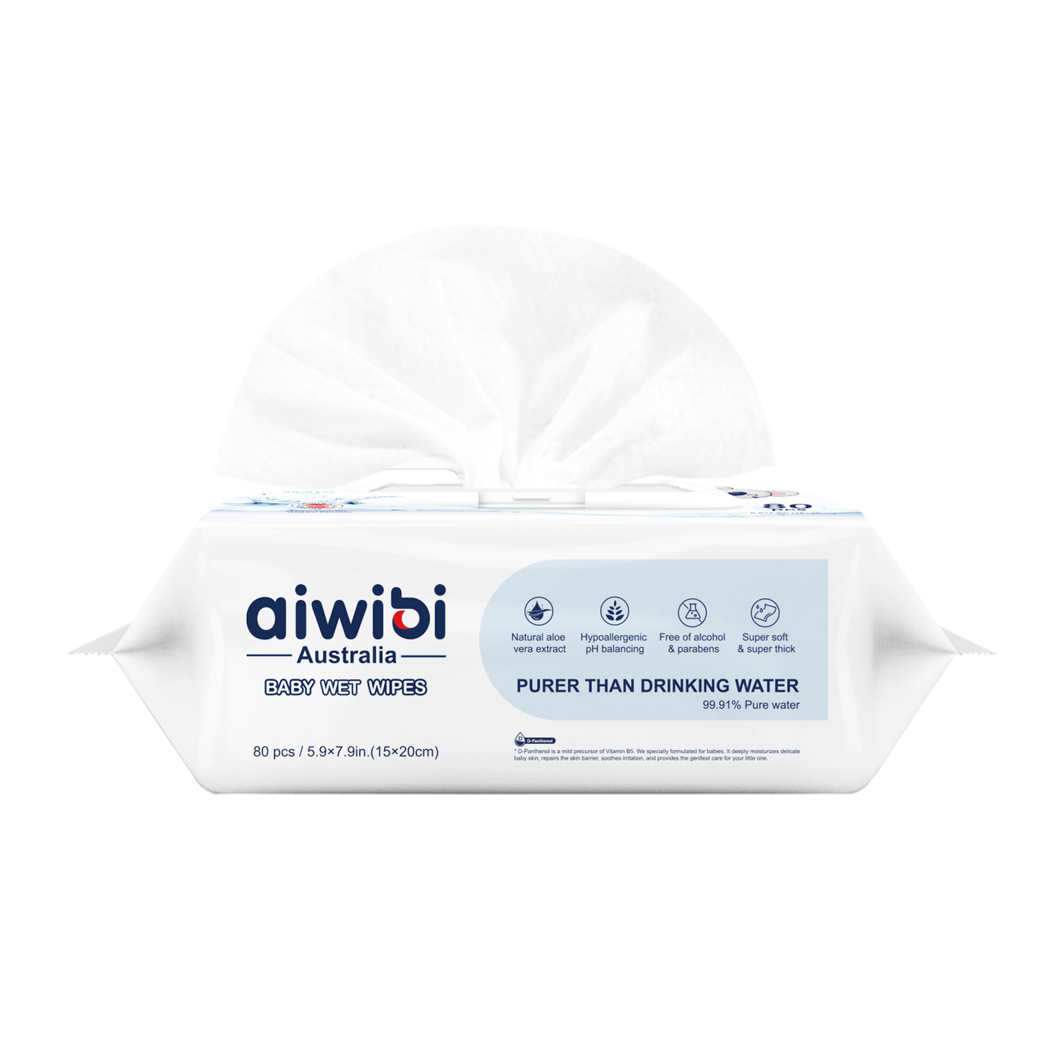 99.91% Pure Water D-Panthenol Wipes