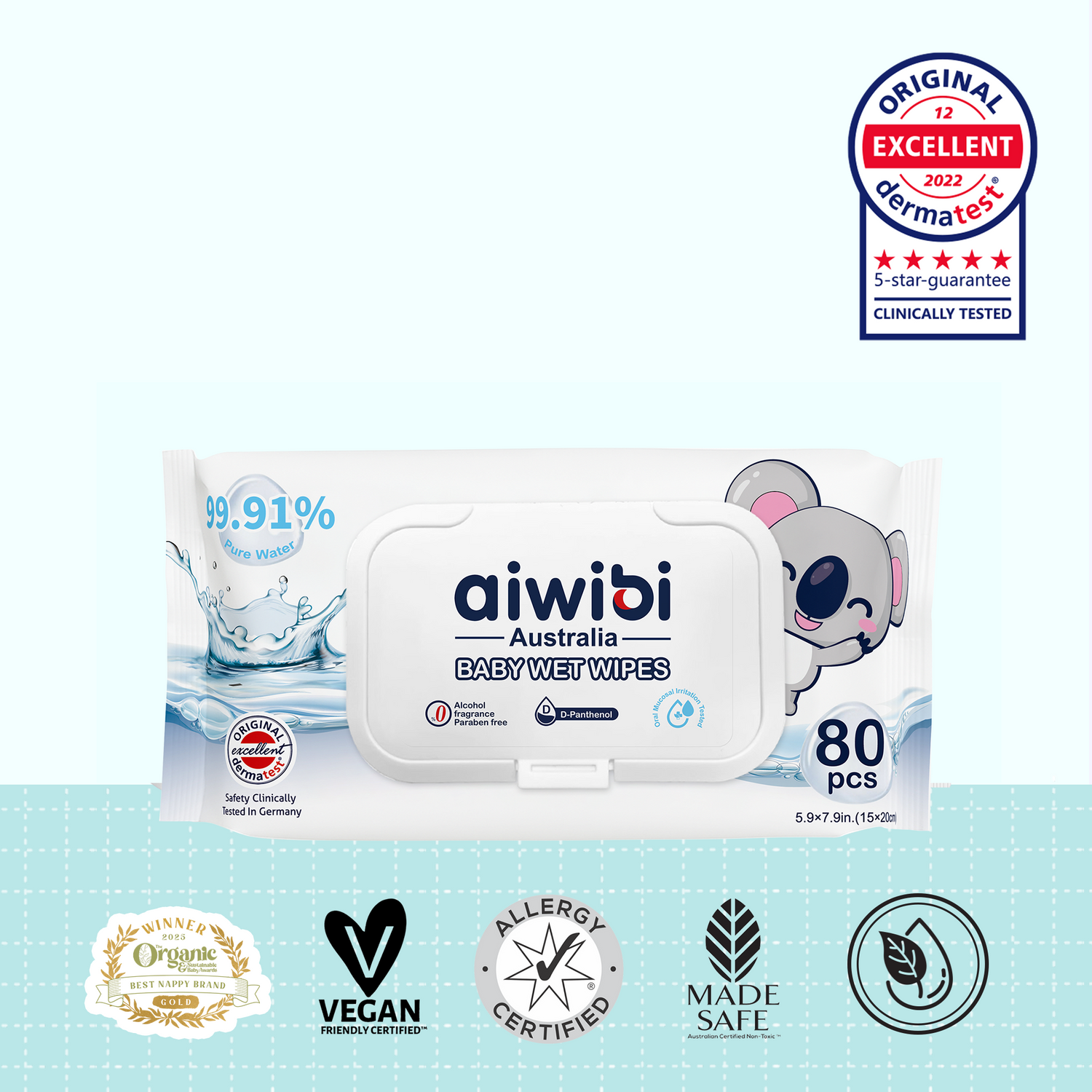 99.91% Pure Water D-Panthenol Wipes