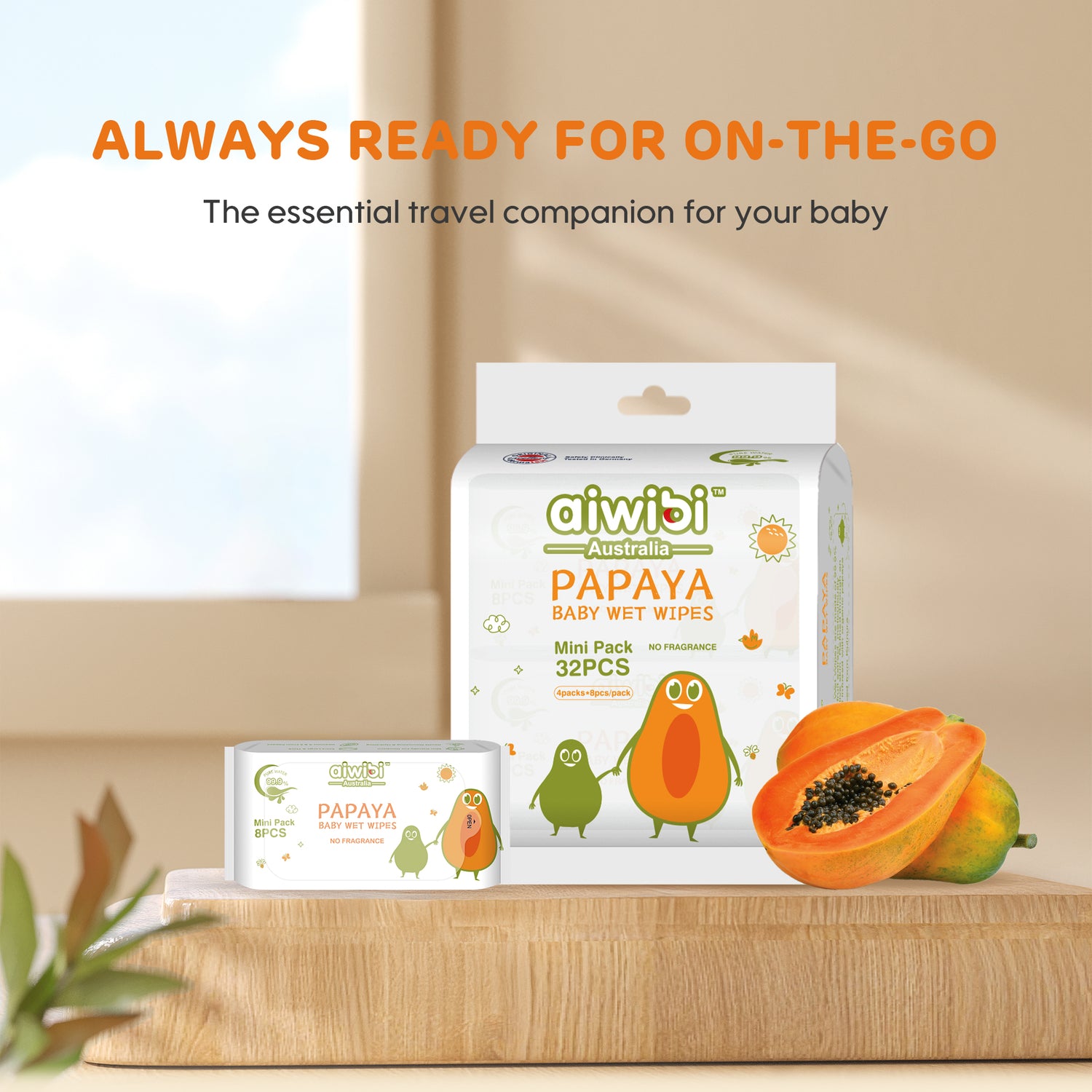 Mini Pocket Portable Papaya Wipes